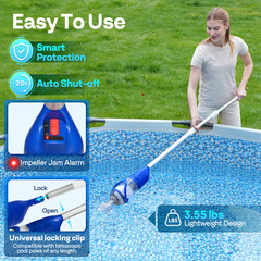 Cordless Pool Vacuum Cleaner 13.2GPM Handheld Rechargeable for Pools & Spas Blue