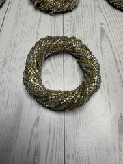 Set of 7 Vintage Beaded Napkin Rings with Tiny Seed Beads Silver Gold India EUC