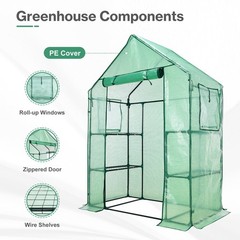 Portable Mini Walk-in Greenhouse 3 Tiers 6 Shelves Outdoor Green House PE Cover