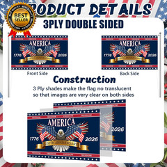 3 Ply 250 Years America Flag – Double Sided Patriotic Eagle 3 X 5 Ft Anniversary