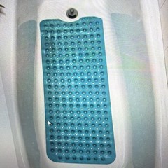 Blue Non-Slip Rubber Bathtub Mat w/ Suction Cups, Solid Rectangle