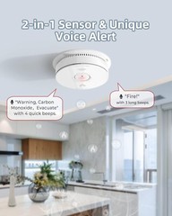 SITERWELL Hardwired 2 in 1 Smoke Carbon Monoxide Detector with Batteries Back Up