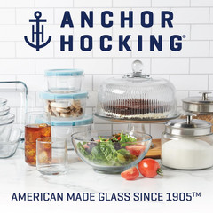 (2 pack) Anchor Hocking Glass Food Storage Container with Lid, 4 Cup Round