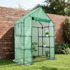 Portable Mini Walk-in Greenhouse 3 Tiers 6 Shelves Outdoor Green House PE Cover