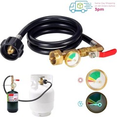 1Lb To 20Lb 40” Propane Refill Adapter Extension Hose with Gauge On-Off Control