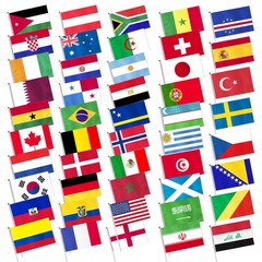 2/10/50X World Cup 2026 Mini Stick Flag,48 Country Nation Handheld Flag 5×8 inch