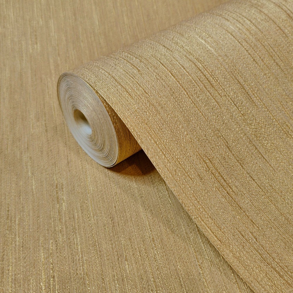 Modern golden tan cream gold metallic faux fabric textured Modern Wallpaper roll
