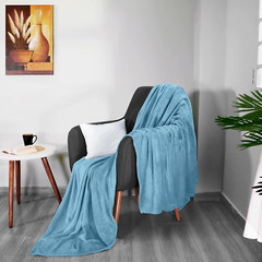 Utopia Bedding Fleece Blanket King Size Washed Blue 300GSM Luxury Fuzzy Soft