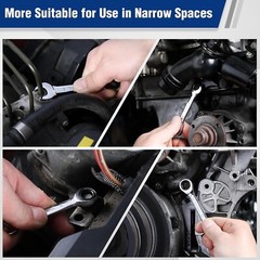 WORKPRO 12-piece Stubby Ratcheting Wrench Set, Metric 8-19mm 72-Tooth Cr-V Steel