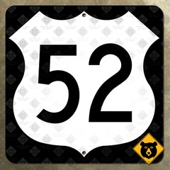United States US Route 52 highway road sign St Paul Joliet Charleston 1961 12×12