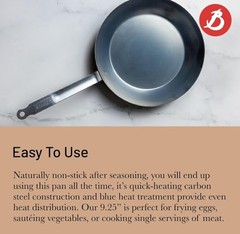 De Buyer Blue Carbon Steel 9.5″ Fry Pan – Black
