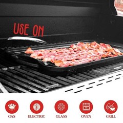 NutriChef Kitchen Plate Reversible Cast Iron Griddle, Classic Flat Grill Pan