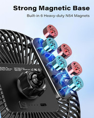 Golf Cart Fan, 7.5″ Rechargeable Magnetic Fan with 4 Speed Modes, up to 15 Hours