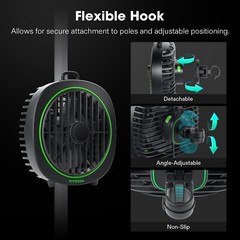 VIVOSUN AeroWave D4, 4” Grow Tent Clip Fan with Detachable Hook, Black,2-Pack