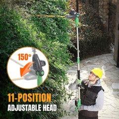 WORKPROX 20V Cordless Pole Electric Hedge Trimmer 2.0Ah Battery &Charging Cable