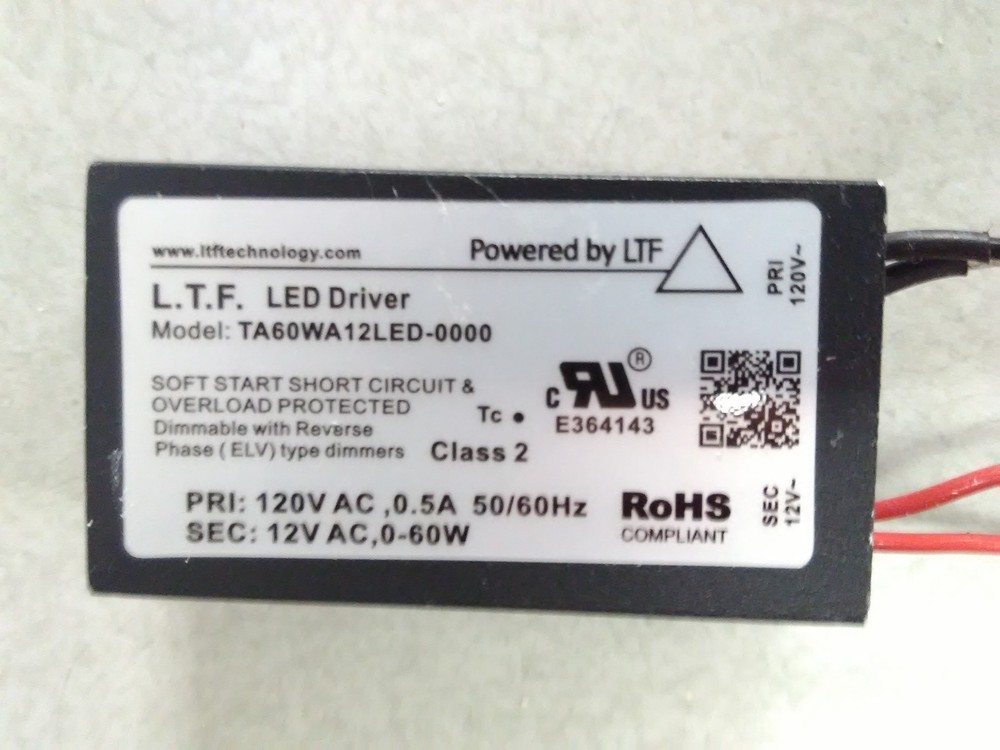 LED Driver L.T.F. TA60WA12LED-0000 120 VAC 0.5A 50/60HZ