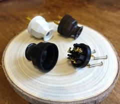 3 Prong Antique Replica Electrical Plug – Grounded long neck decagon design