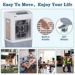 3-in-1 Evaporative Air Cooler, Portable Swamp Cooler with 10.57Gallon Reservoir
