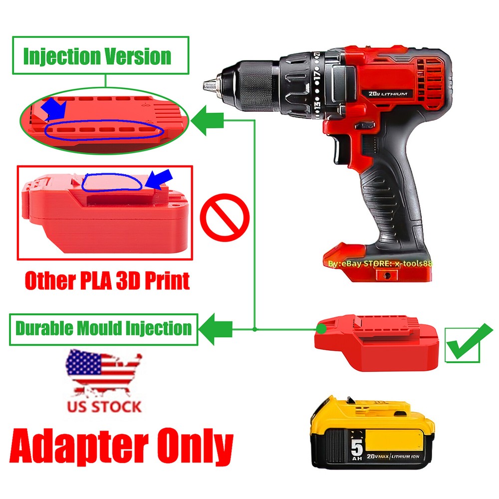 1x Adapter fits DeWalt 20v MAX XR Batteries Convert To for Bauer 20v Series Tool