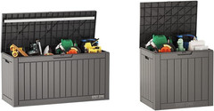 60 Gallon and 31 Gallon Deck Boxes, Outdoor Storage Boxes with Padlock for Patio