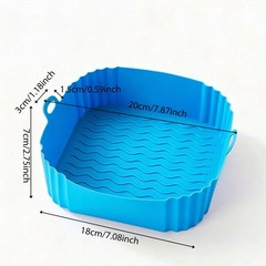 3x Air Fryer Silicone Pot Rectangle Baking Tray Basket Liners Insert Dish New