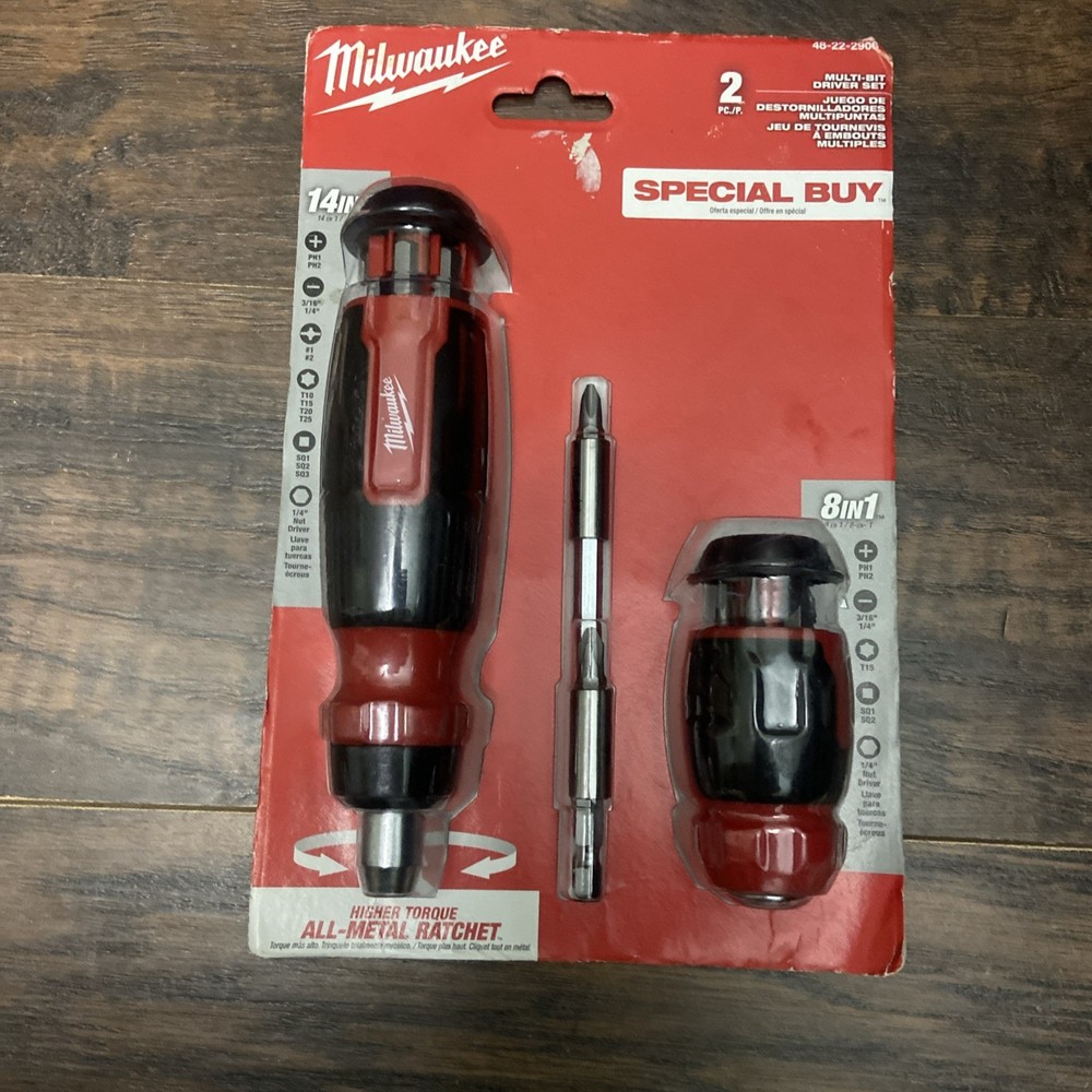MILWAUKEE 14-in-1 Ratcheting Screwdriver & 8-in-1 Stubby Driver NEW SEALED Set