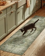 Machine Washable Kitchen Runner Rug: 2’6″x8′ Hallway Rug Non Slip Low-Pile