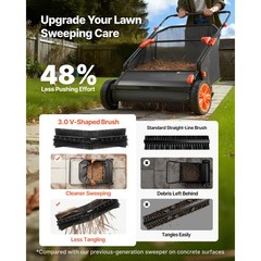 Uimoso Push Lawn Sweeper 30 in with 12 cu. ft. Hopper for Leaves Collection