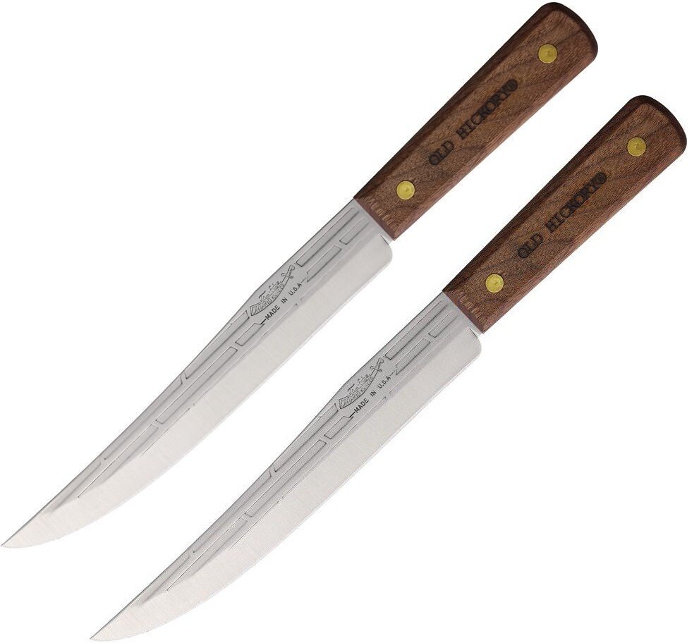 2 PACK Old Hickory Slicing Knife 8″ Carbon Steel Blade Wood Handle MADE IN USA