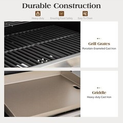 Propane Gas Griddle and Grill Combo BBQ Grill with Flat Top Griddle ,696 SQIN