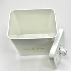 Vtg Retro Martha Stewart Sugar Metal Enamel Tin Canister Kitchen White Yellow