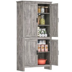 64″ 4-Door Freestanding Kitchen Pantry Cabinet with 5-Tier Shelves,Refurbised