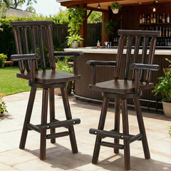 HOMEDIARY Solid Wood Swivel Adirondack Bar Chairs, Outdoor Bar Height Barstools