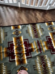 Beaver State Pendleton Wool Blanket Geometric Green Multicolor 86×106″ Large