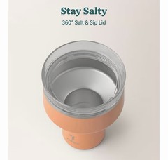 REDUCE Saltini 16 oz Cocktail Tumbler with Lid, Papaya Color