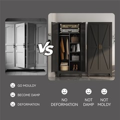 Metal armoire Wardrobe Closet with Hanging Rod,71” Metal Wardrobe Cabinet