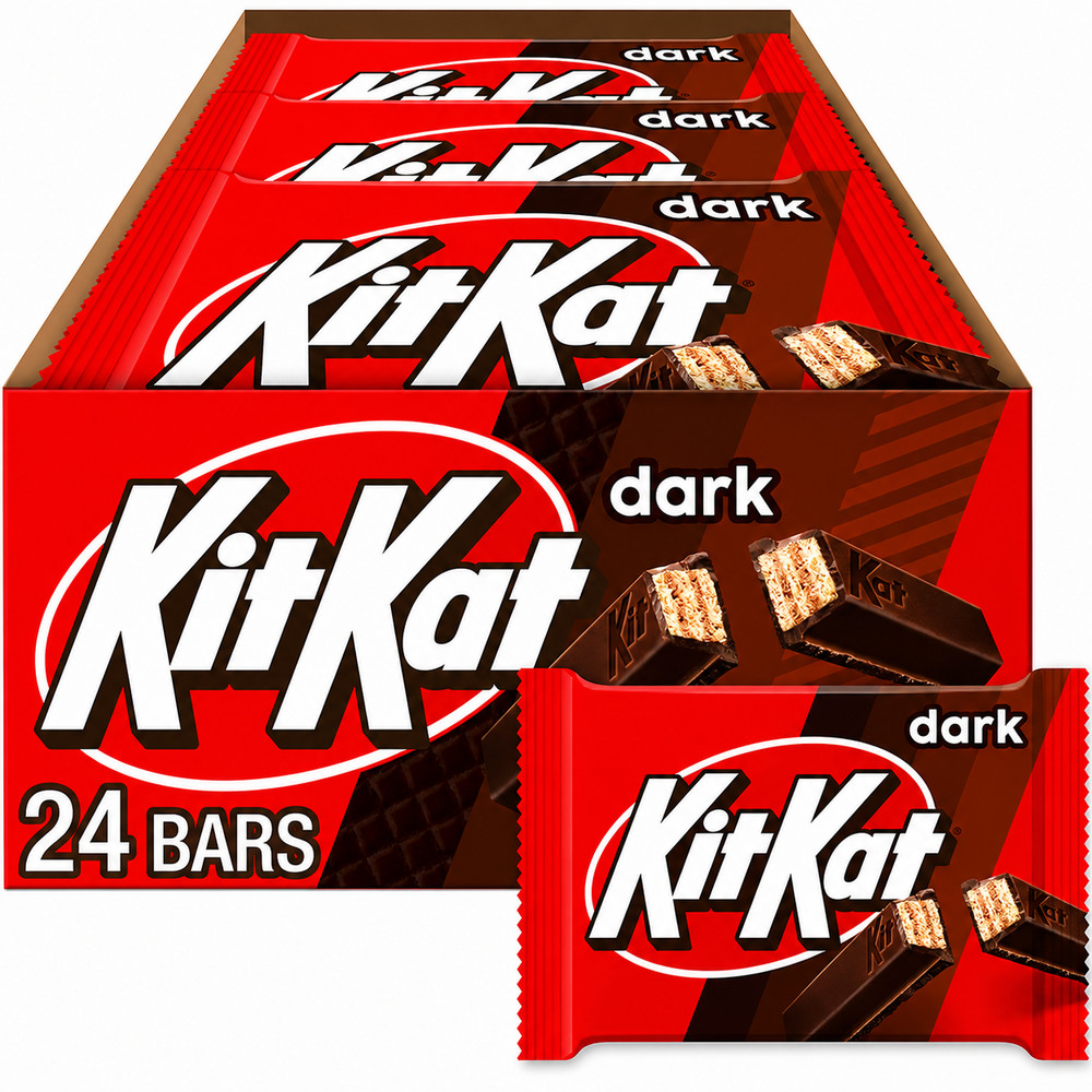 KIT KAT Dark Chocolate Wafer Candy Bars, 1.5 Ounce 24 Count EXP 07/2026