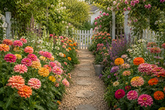 Bon Bon Mix Zinnia Seeds Candy Striped Heirloom Cut Flower Annual