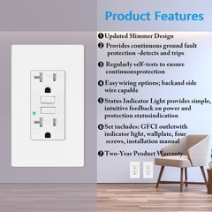 20AMP GFCI Outlet Receptacle Tamper Resistant ETL Listed White GFI TR WR GFCI