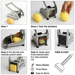 Heavy Duty Stainless Steel French Fry Cutter with Suction Feet for Potatoes
