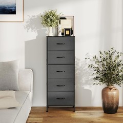 5 Drawer Dresser with Fabric Bins Sturdy Steel Frame Storage Organizer Chest