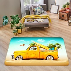 3D Beach Yellow Car NAO11411 Transport Game Rug Mat Elegant Photo Carpet Mat Fay