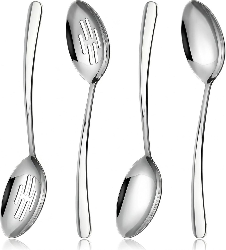 10.3-in Large Serving Spoons Set, 18/0 Stainless Steel, Heavy Duty, 2 Serving &