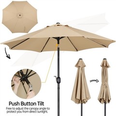 7.5/9/10/11FT Patio Umbrella Market Table Umbrella Outdoor w/Push Button Tilt