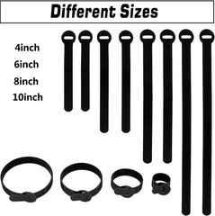 150PCS Reusable Cable Ties – 4+6+8+10inch 4″+6″+8″+10″(150 Pack), Black