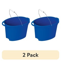 Plastic 12-Quart Oval Bucket, Blue, 2 pack