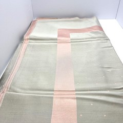 Vtg Reversible Gray Pink Damask Banquet Set 9.5 Ft Tablecloth & 11 Napkins