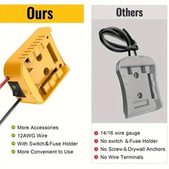 2-Pack Power Wheel Adapter with Fuse Switch Compatible with Dewalt 20V Battery