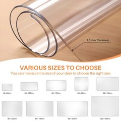 Clear Table Cover Protector 1.5mm Thick PVC Clear Table Protector Rectangle