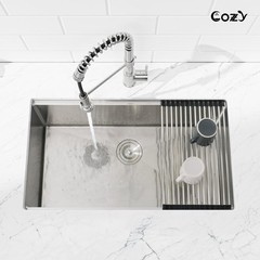 Cozy undermount stainless steel Brush Nickel sink 36x19x10 inch with accessory